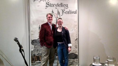 Storytelling Dale Jarvis and festival manager Kailey Bryan, 2017